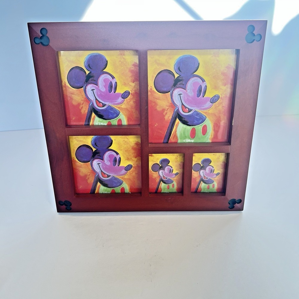 Disneyland Beveled‎ Walnut Picture Frame Mickey Mouse Ears Corners